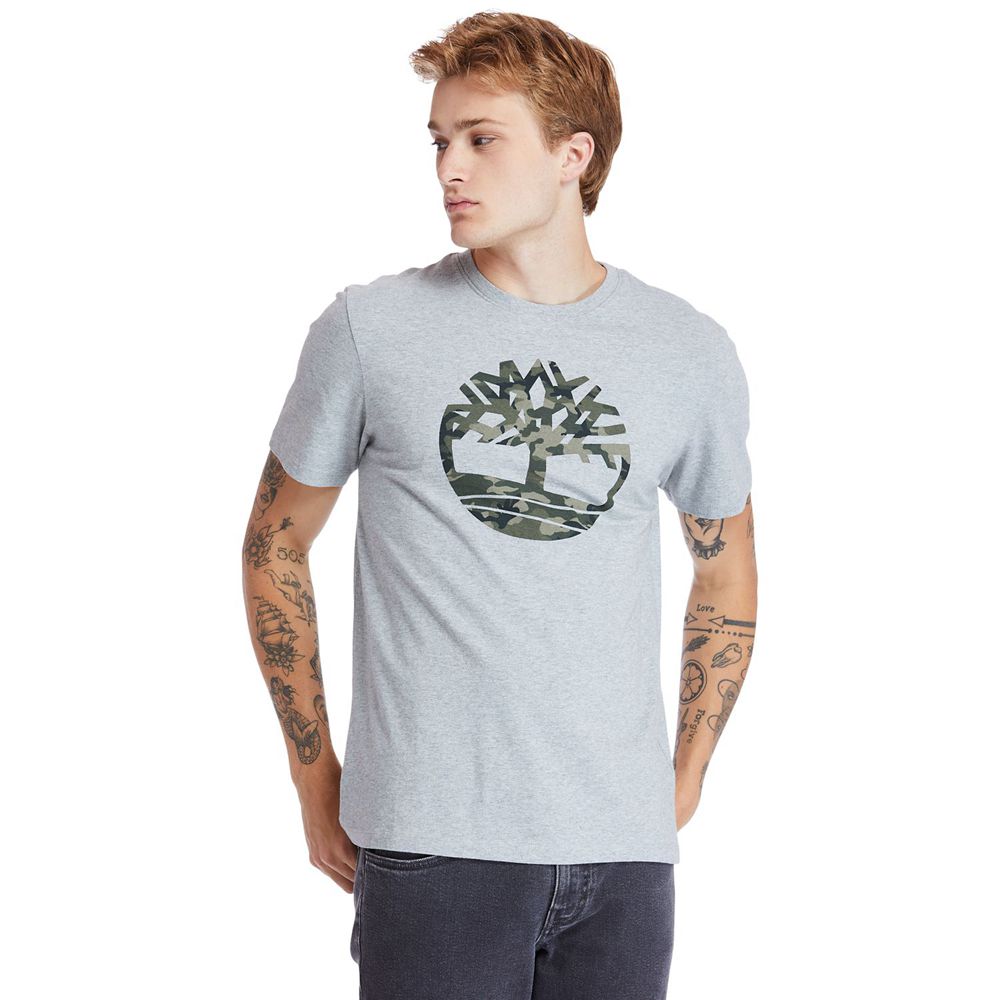 Timberland Μπλουζάκια Ανδρικα Γκρι - Kennebec River Tree-Logo - Greece 2739608-NR